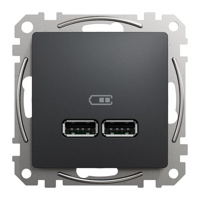 Розетка USB подвійна А+А, 2.1А, 230В, Чорний, Sedna Design SDD114401 SDD114401 фото