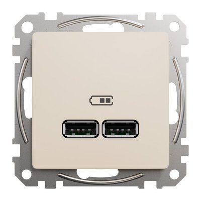 Розетка USB подвійна А+А, 2.1А, 230В, Бежевий, Sedna Design SDD112401 SDD112401 фото
