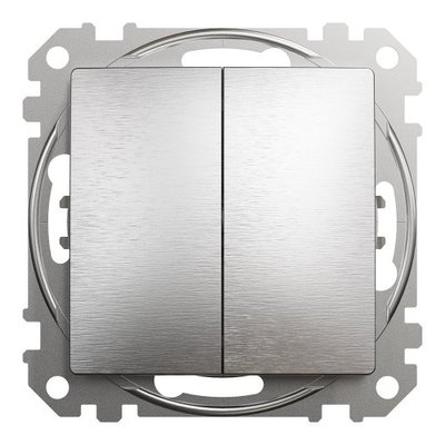 Кнопковий двоклавішний вимикач 10A, матовий, алюміній Sedna Design SDD170118 SDD170118 фото