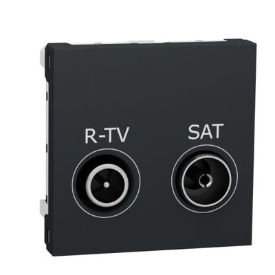 Розетка R-TV/SAT конечная, 2 модуля, антрацит, Unica NEW NU345554 NU345554 фото
