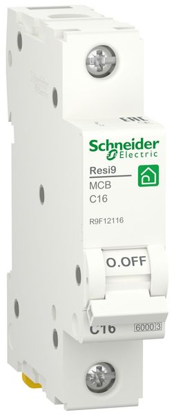 Автоматичний вимикач 6kA 1P 16A C, Resi9 Schneider Electric R9F12116 R9F12116 фото