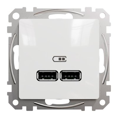 Розетка USB подвійна А+А, 2.1А, 230В, Білий, Sedna Design SDD111401 SDD111401 фото